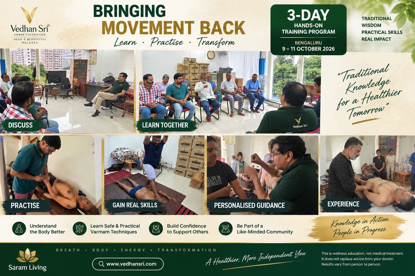 Participants practising together with guidance during Bringing Movement Back